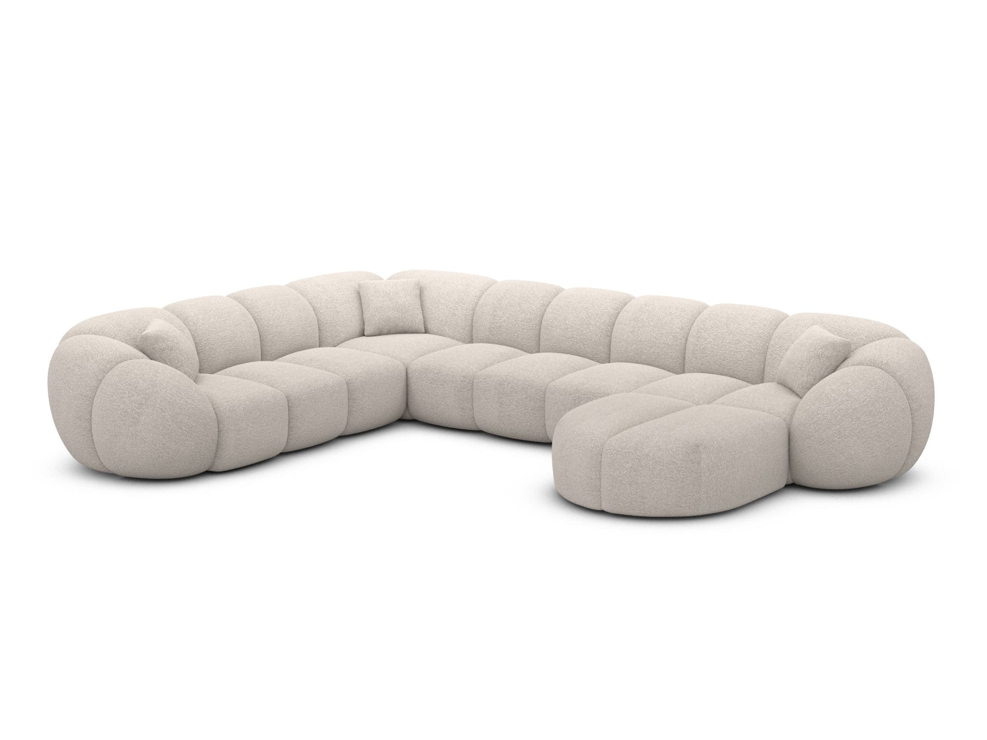 XXL Wohnlandschaft Valderosa U-Form aus Stoff Pearl