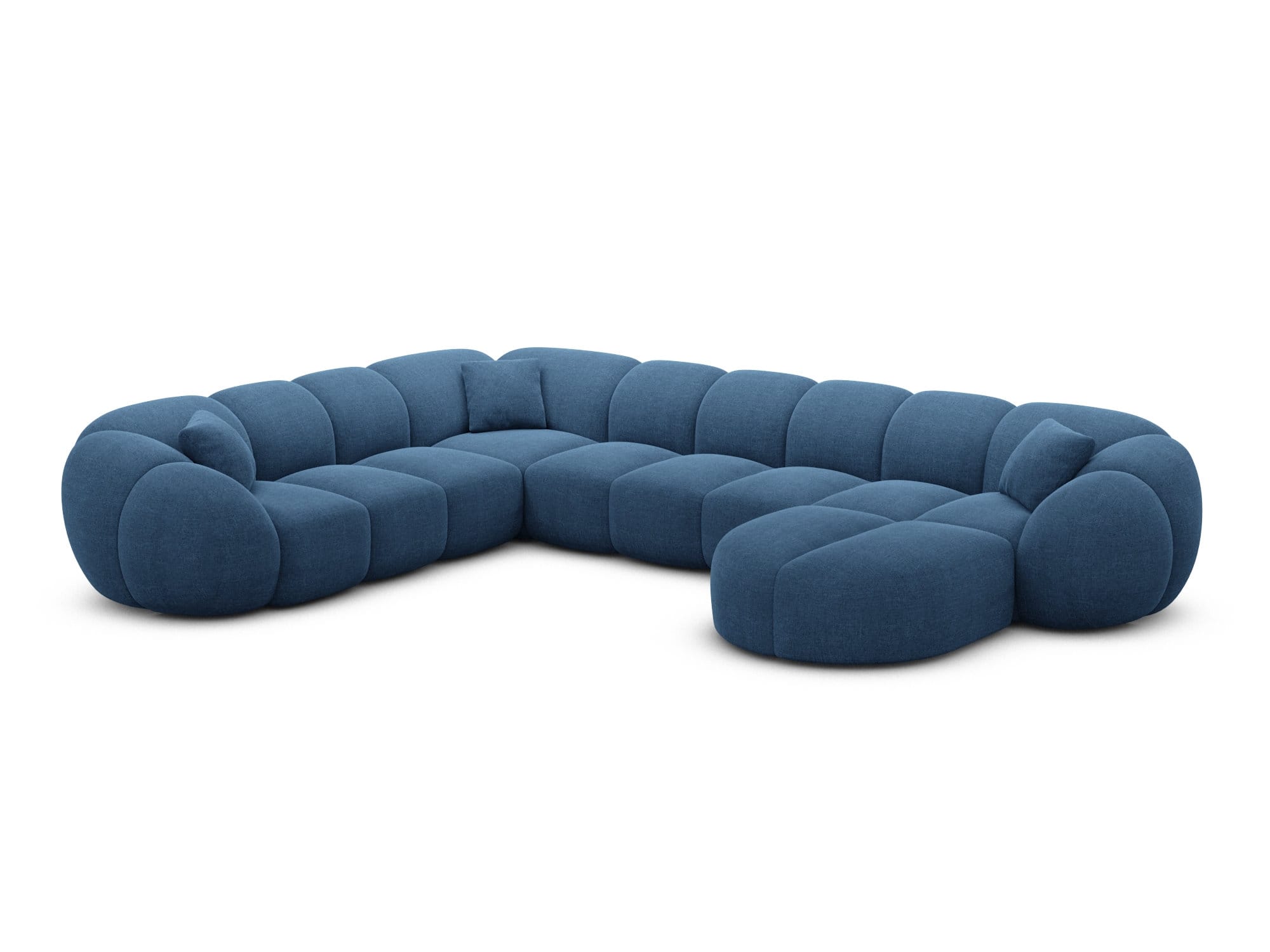 XXL Wohnlandschaft Valderosa U-Form aus Stoff Dunkelblau