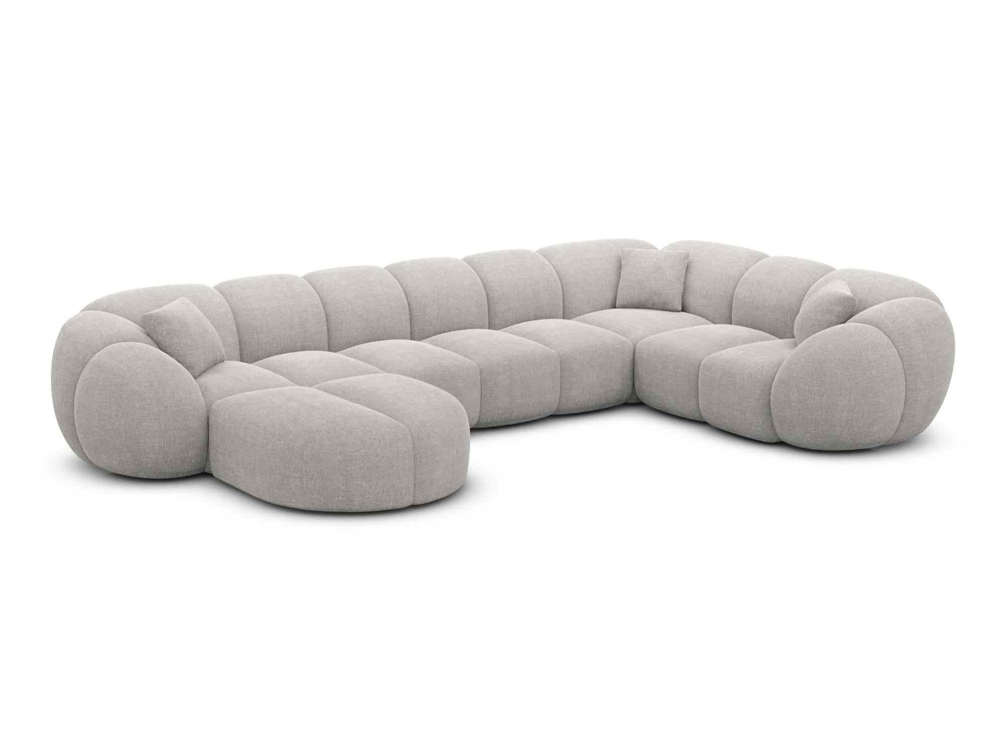 Wohnlandschaft Valderosa XL U-Form in Stoff Hellgrau