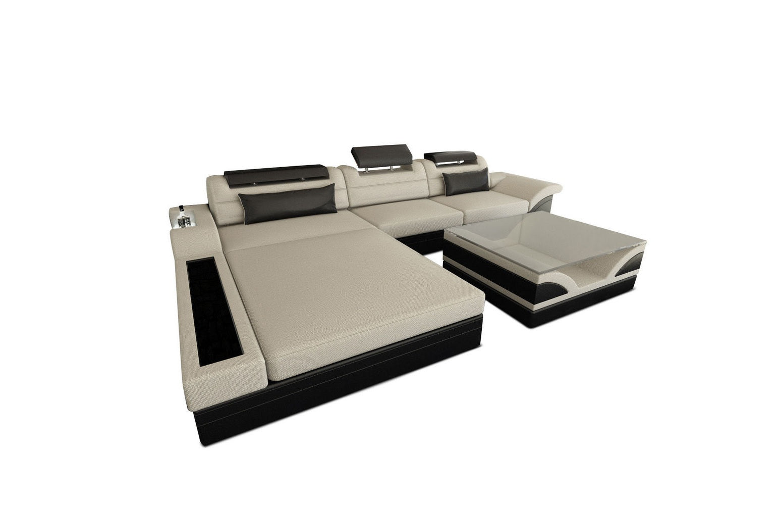 Design Stoffcouch Parma L Form mit LED-Beleuchtung