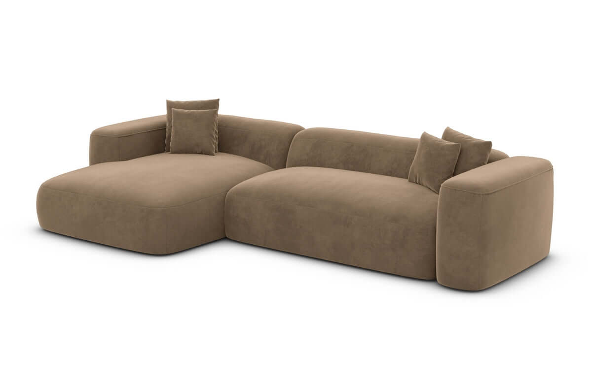 Couch Alcudia L-Form in Stoff Braun