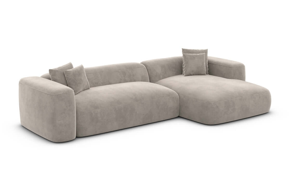 Couch Alcudia L-Form in Stoff Sand