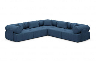 Ecksofa Laguardia L-Form Stoff in Strukturstoff und der Farbe Blau