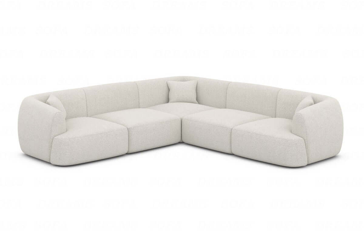 Stoff Ecksofa Tabarca L-Form Pearl