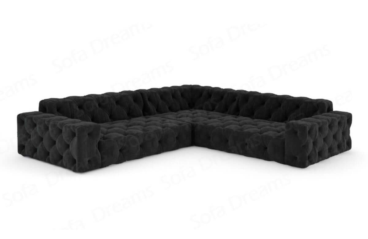 Couch Menorca L-Form in Stoff Schwarz