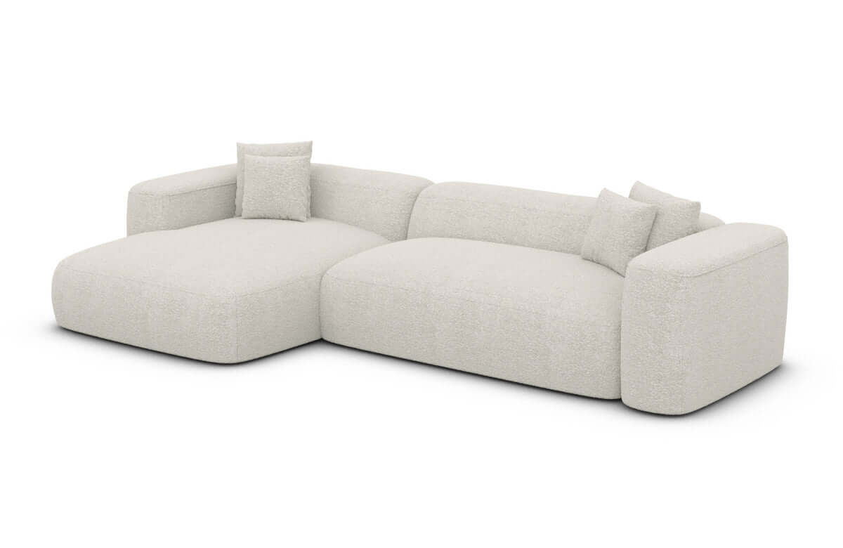 Couch Alcudia L-Form in Stoff Weiß