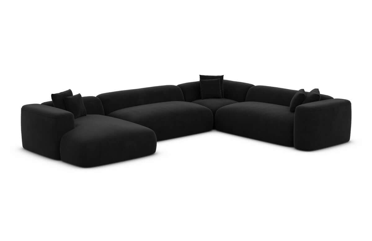 Wohnlandschaft Alcudia XXL U-Form in Stoff Schwarz