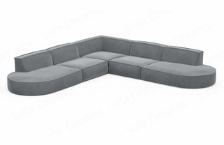 Ecksofa Alegranza aus Stoff in Samtstoff und der Farbe Hellgrau