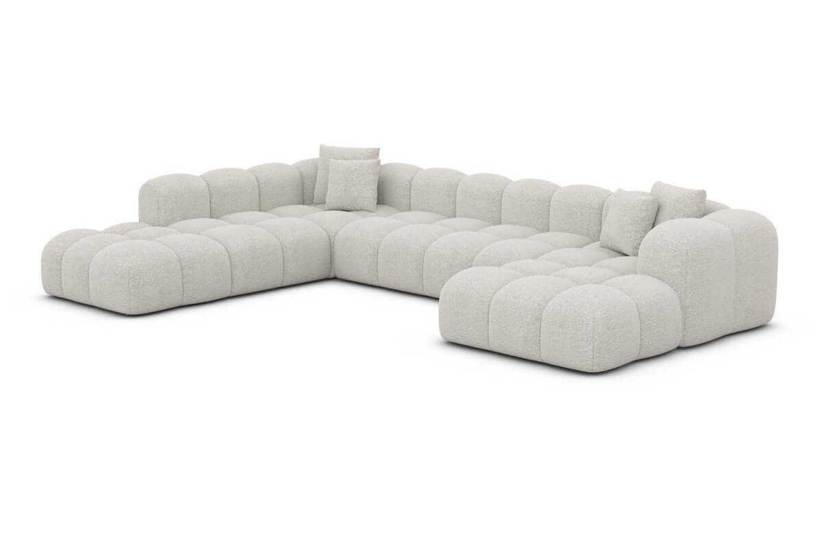 Wohnlandschaft Formentera XXL U-Form in Stoff Pearl