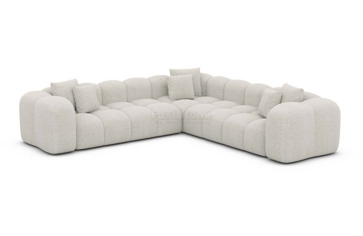 Ecksofa Formentera L-Form aus Stoff Pearl