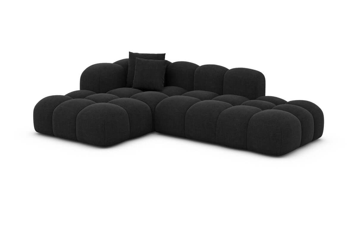 Stoff Ecksofa Formentera Lounge L-Form Schwarz
