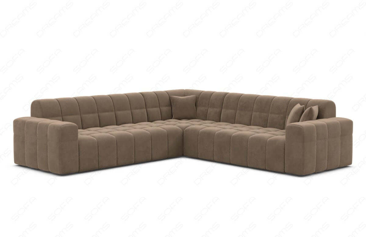 Couch Ibiza L-Form in Stoff Braun