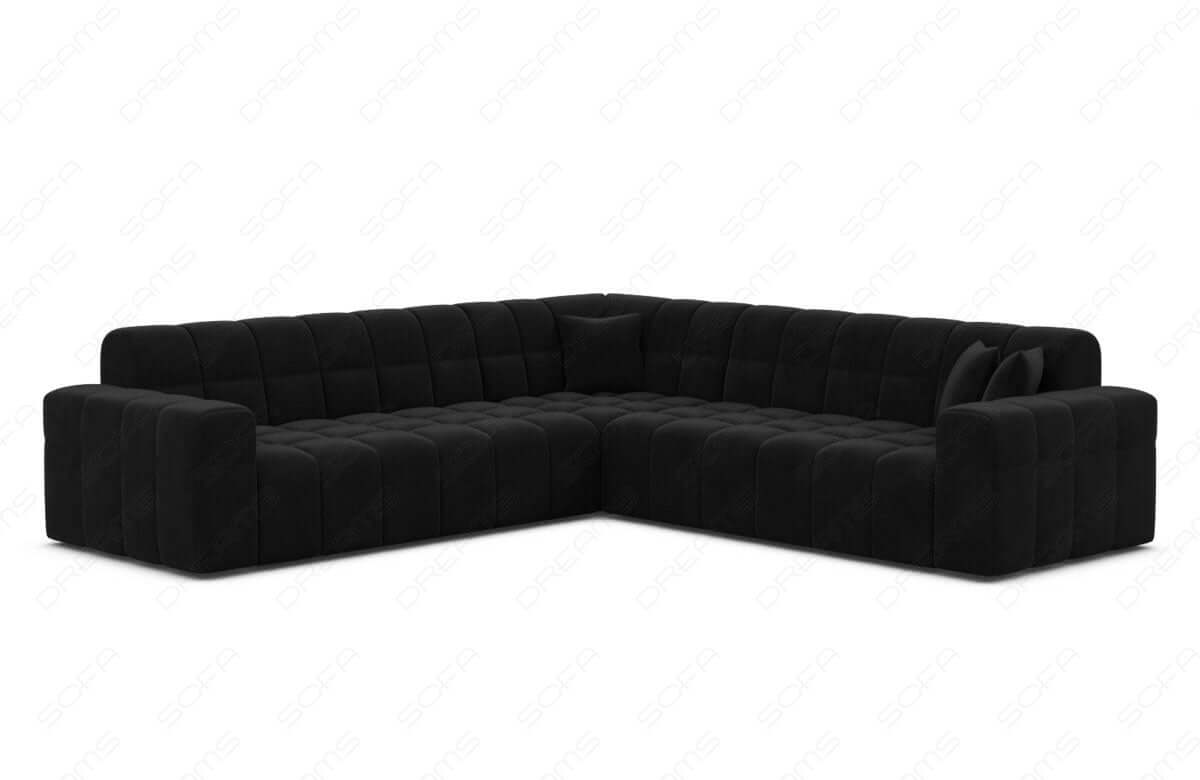 Couch Ibiza L-Form in Stoff Schwarz