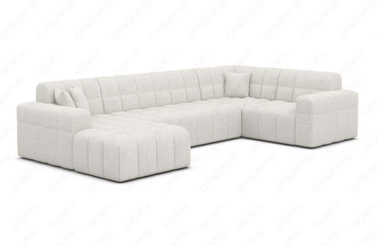 Stoff Wohnlandschaft Ibiza U-Form Weiß
