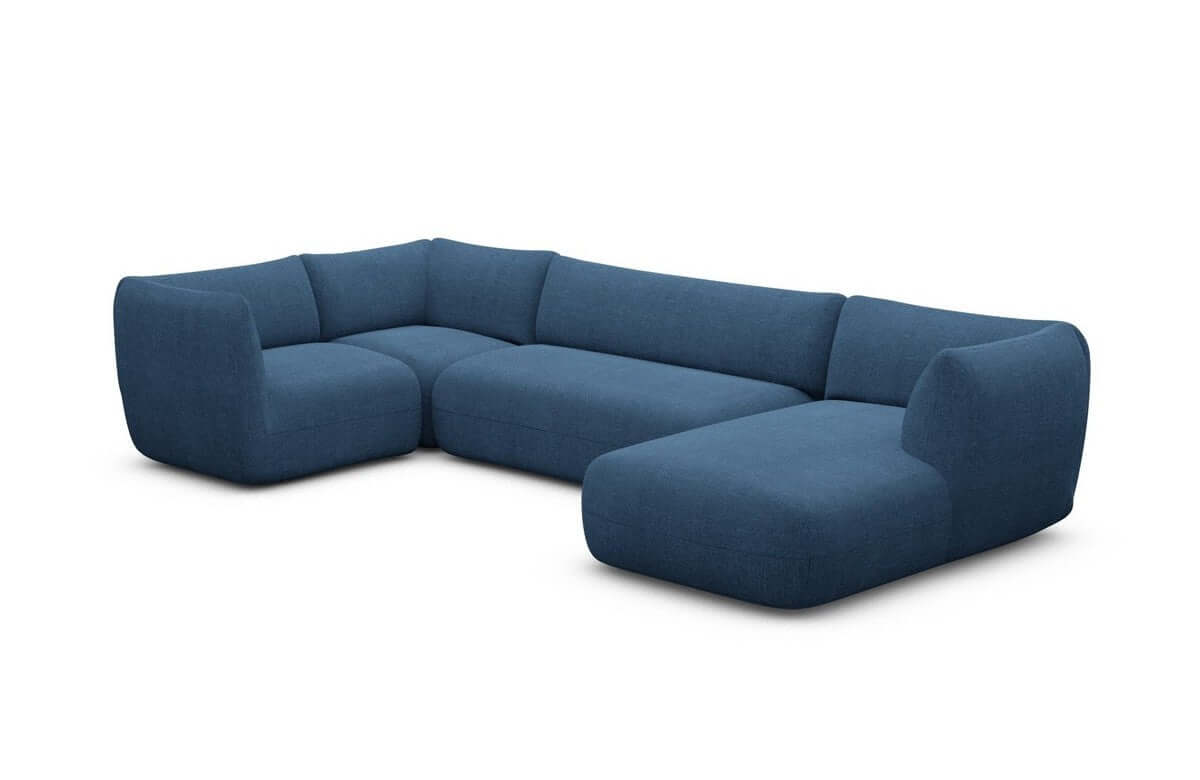Stoff Wohnlandschaft Madrid U-Form Blau