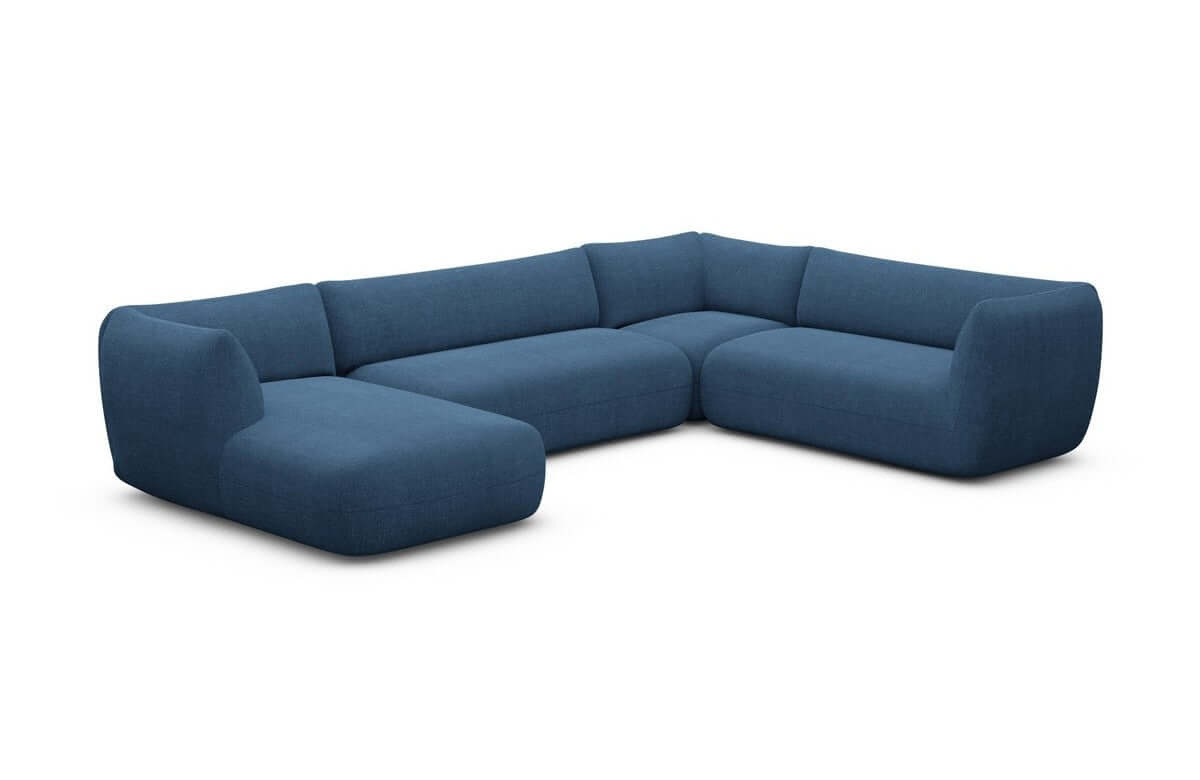 XXL Wohnlandschaft Madrid U-Form aus Stoff Blau
