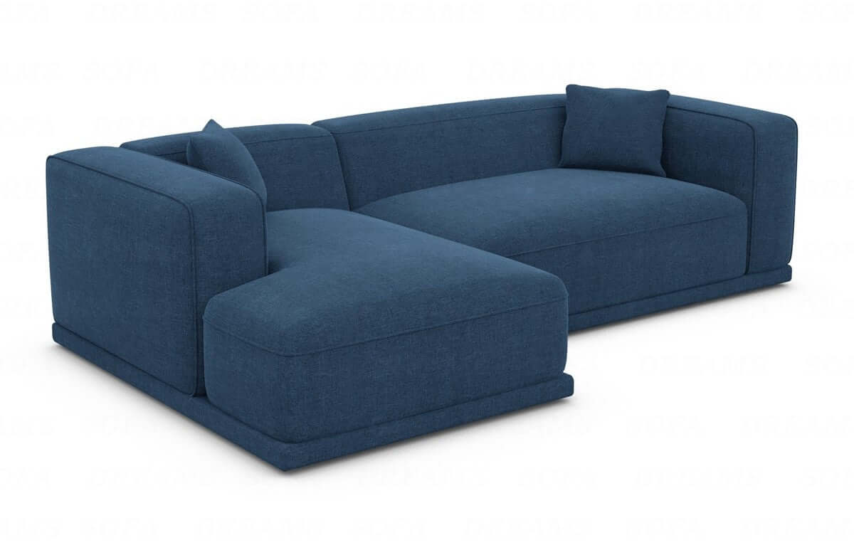 Couch Merida L-Form in Stoff Blau