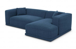 Modernes Stoff Ecksofa Merida L-Form in Strukturstoff und der Farbe Blau - Ausrichtung rechts