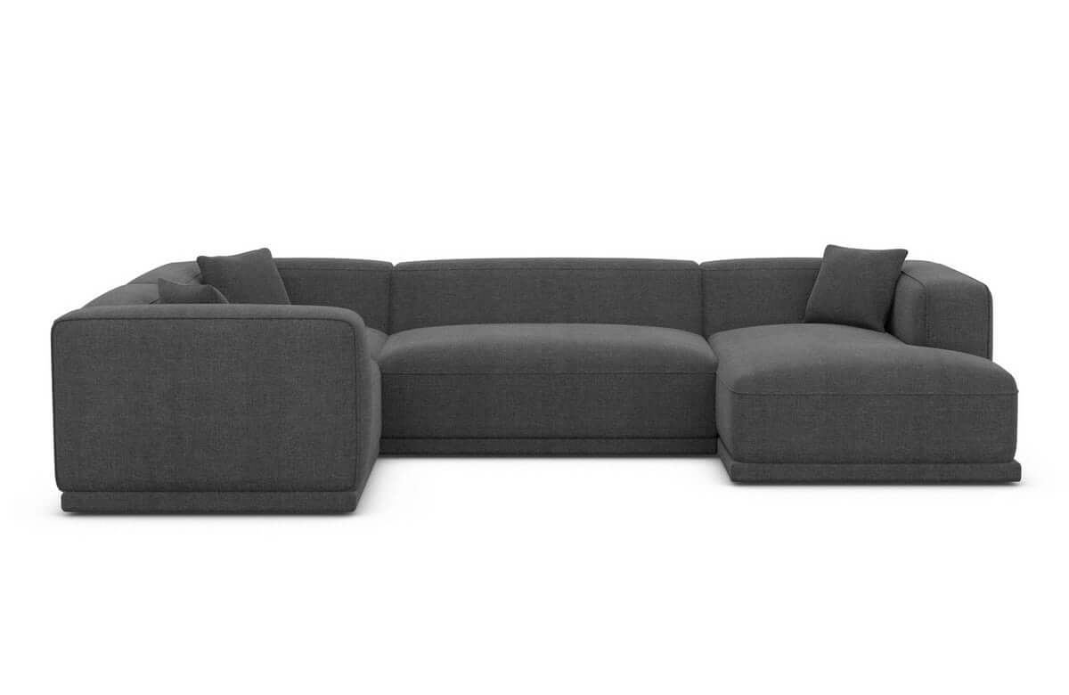 Stoff Wohnlandschaft Merida U-Form Anthrazit