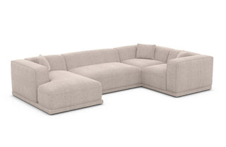 Polster Wohnlandschaft Merida U-Form in Strukturstoff und der Farbe Beige - Ausrichtung links