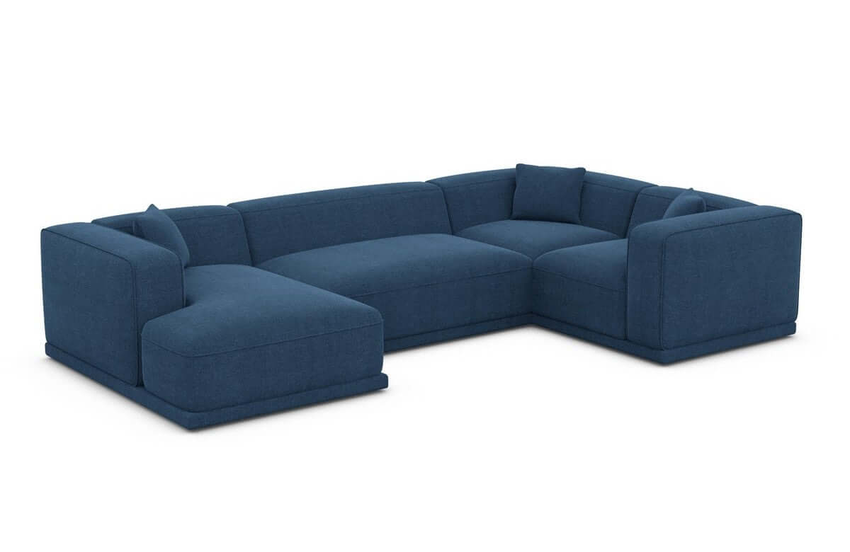 Stoff Wohnlandschaft Merida U-Form Blau