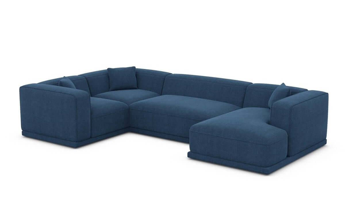 Stoff Wohnlandschaft Merida U-Form blau