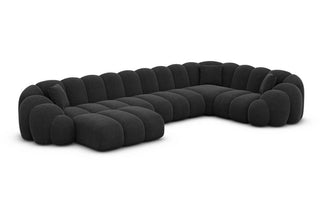 Polster Wohnlandschaft Rajada U-Form in Strukturstoff und der Farbe Schwarz - Ausrichtung links