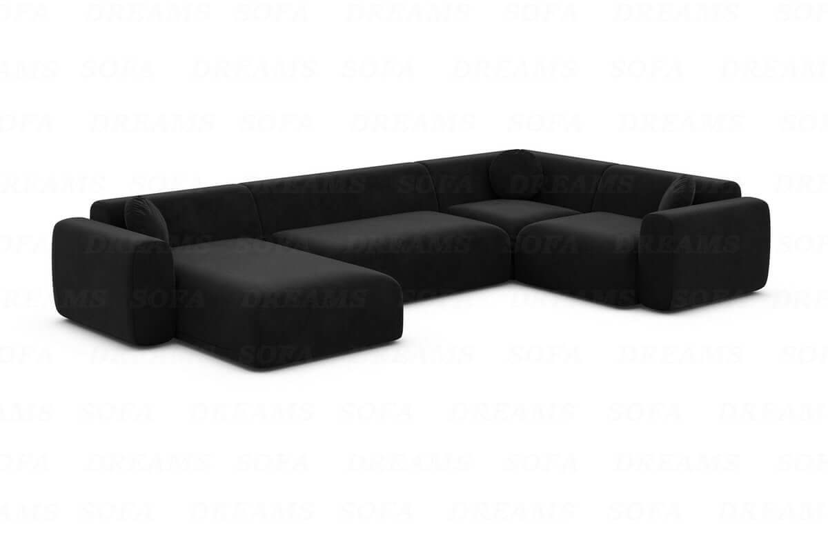 Stoff Wohnlandschaft Cortegada U-Form Schwarz