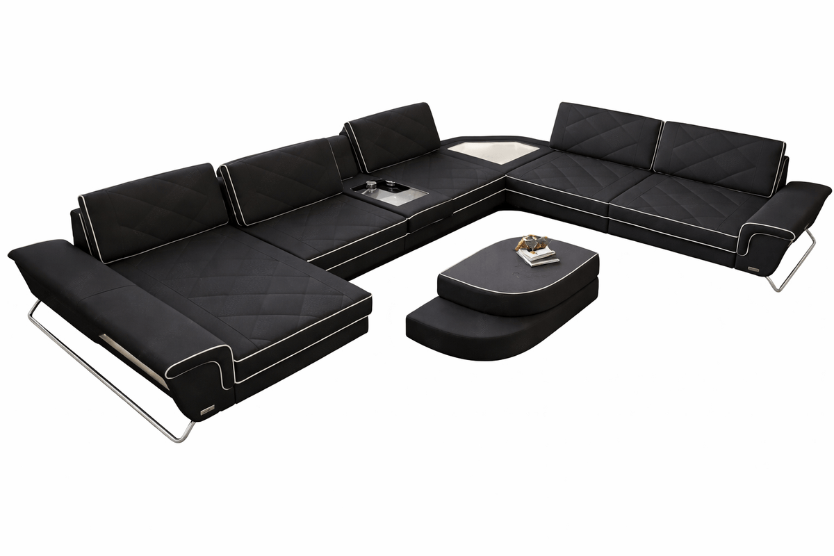 XXL Wohnlandschaft Ferrara U-Form aus Stoff