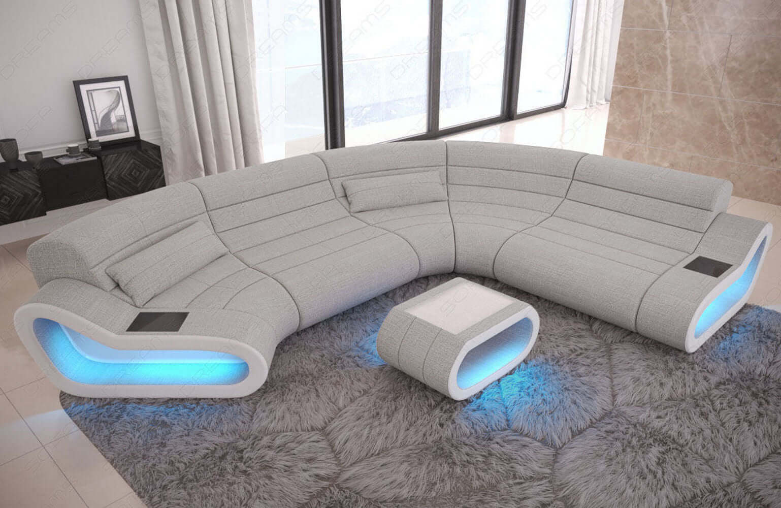 Stoff Wohnlandschaft Concept C – Modern & Komfortabel macchiato-weiß
