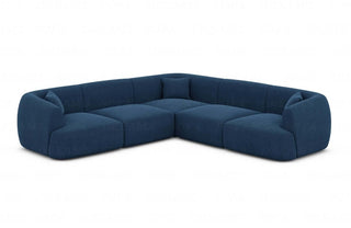 Polster Ecksofa Tabarca L-Form in Strukturstoff und der Farbe Blau
