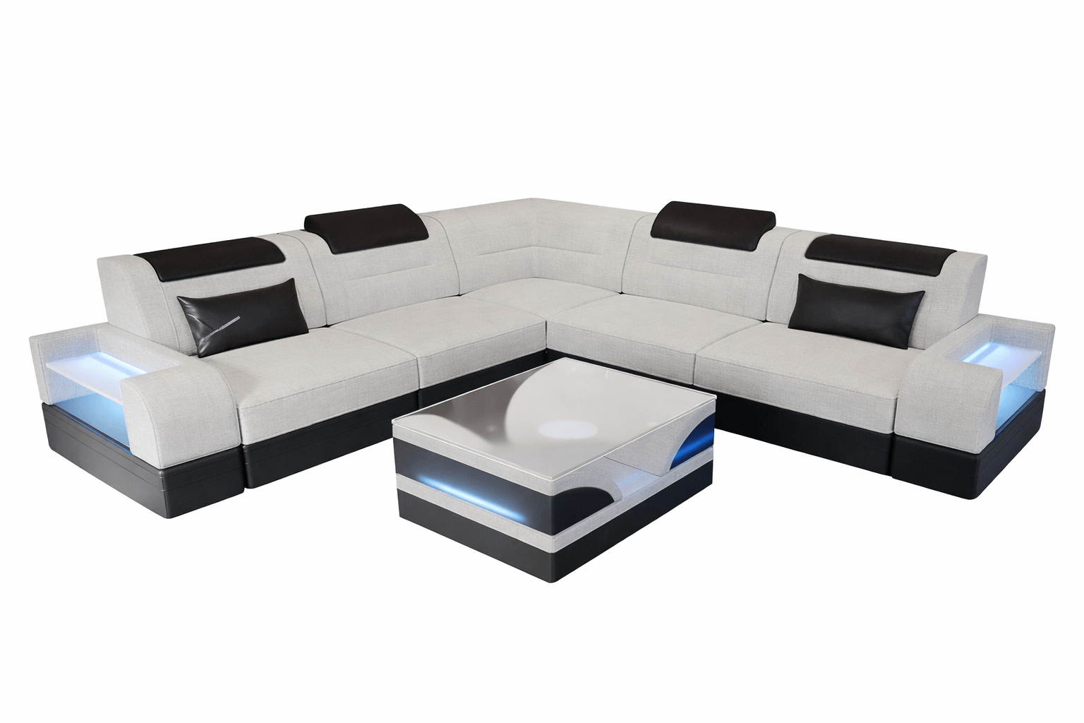 Couch Trivento L-Form in Stoff macchiato-schwarz