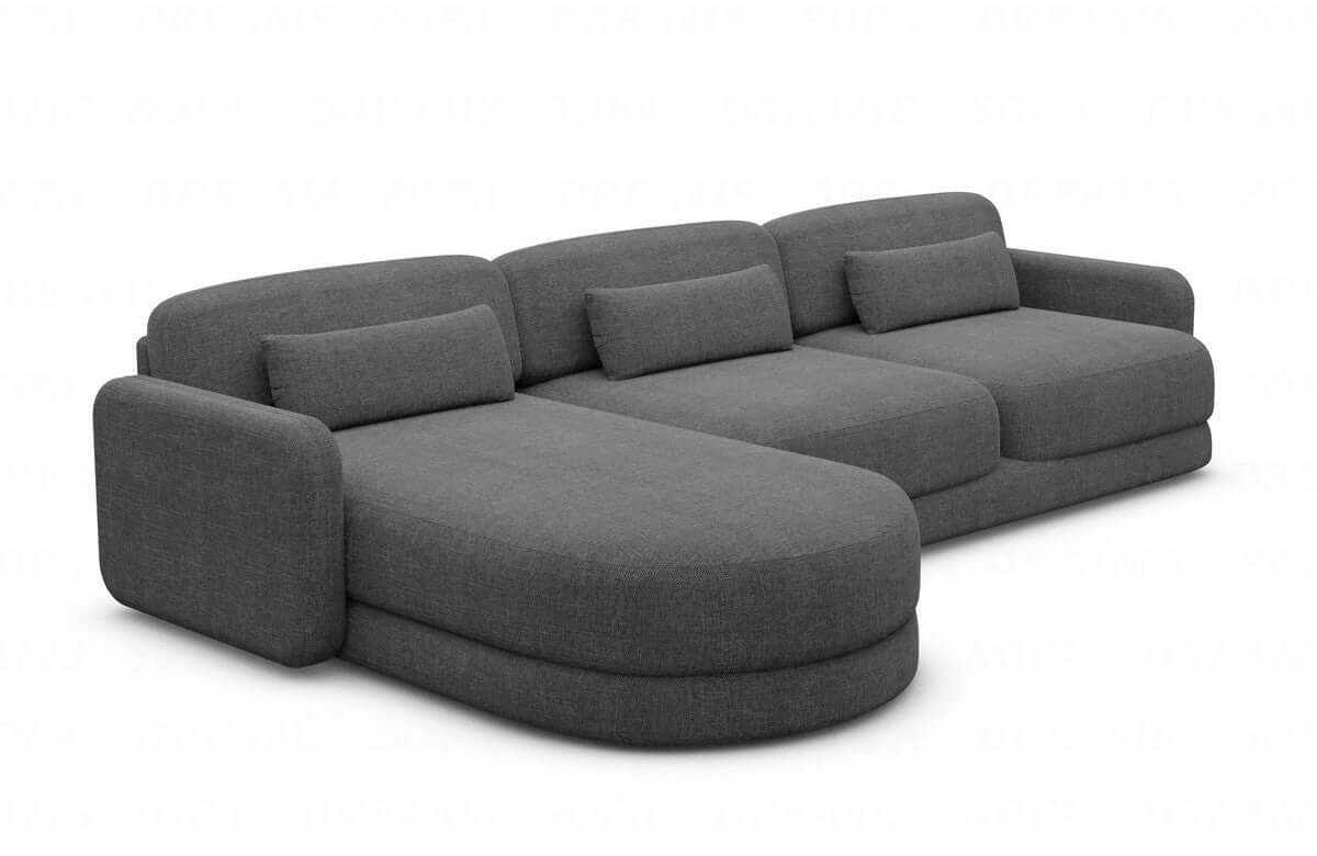 Ecksofa Valencia L-Form aus Stoff Kurz Anthrazit