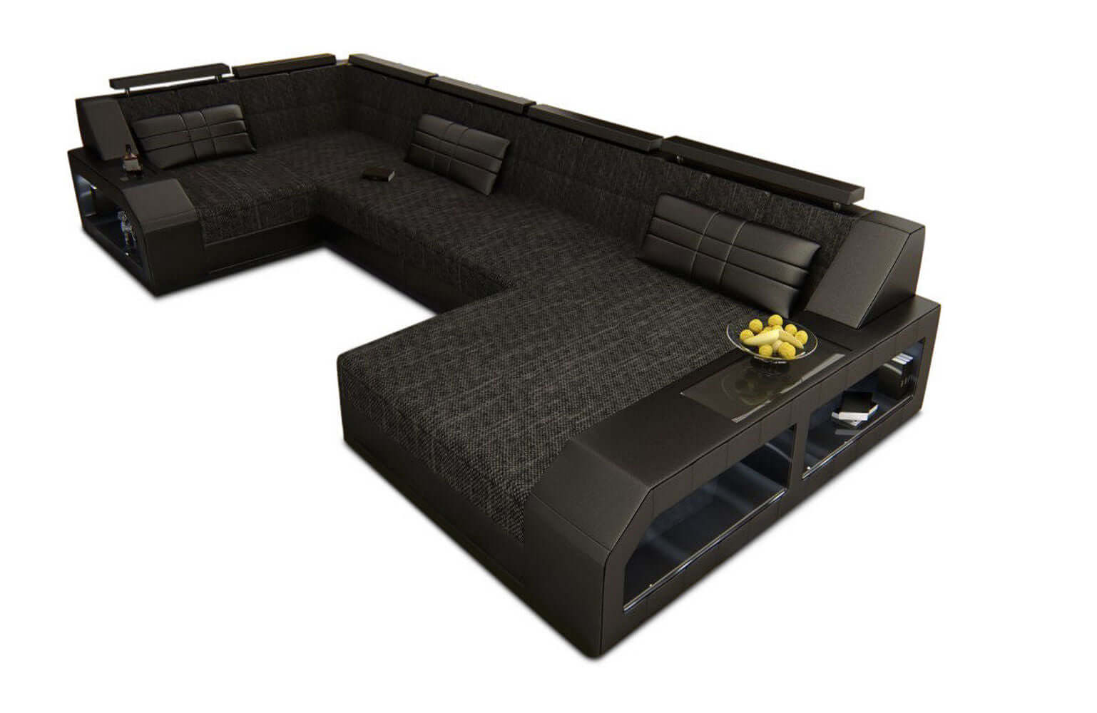 Polster-Wohnlandschaft Arezzo U-Form mit LED