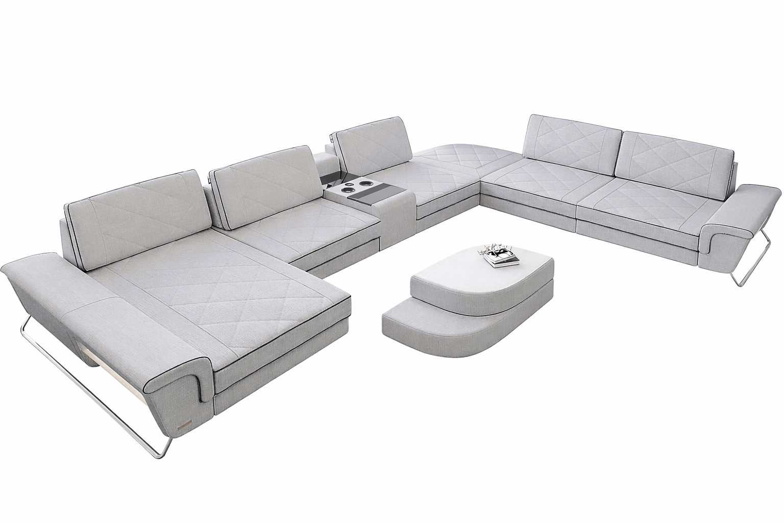Stoff Wohnlandschaft Bari XXL – Geräumig & Bequem Macchiato-Schwarz