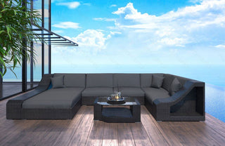 Rattan Sofa Turino U-Form – Grau - Bild 1
