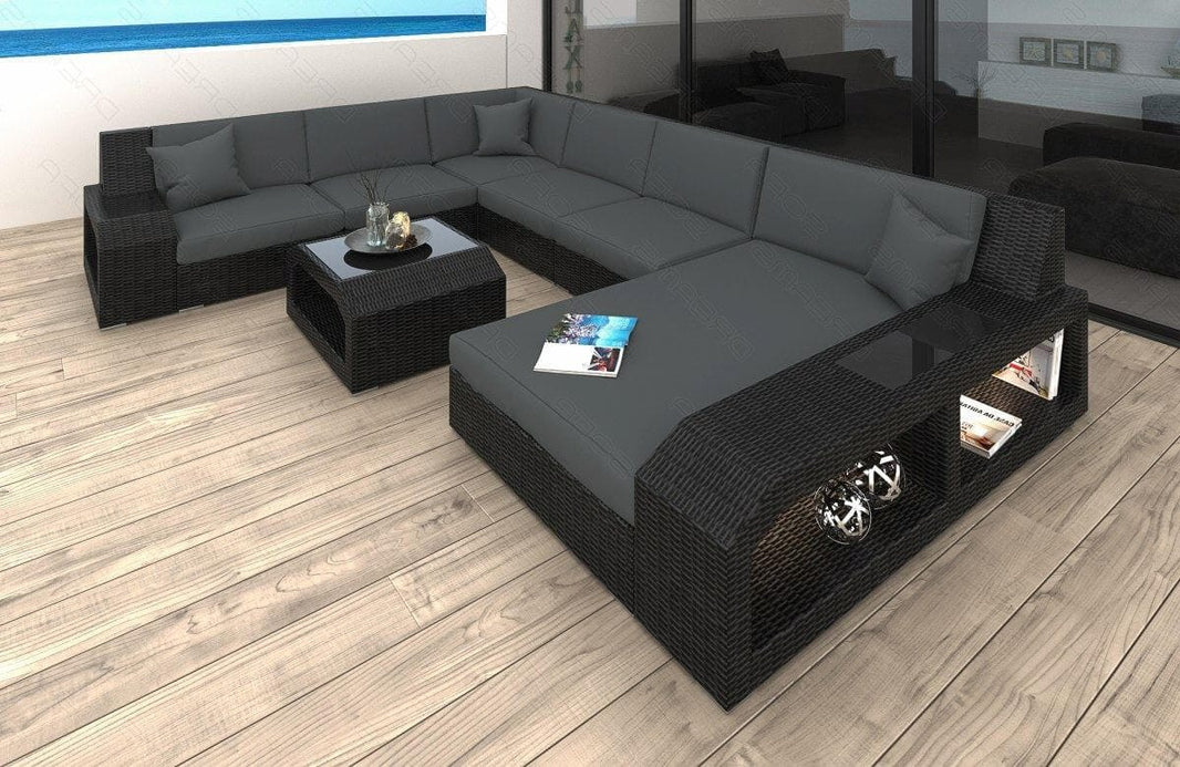 XXL Wohnlandschaft Rattan Matera U-Form aus Stoff