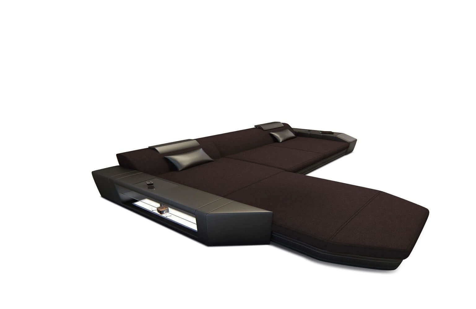 Ecksofa Prato L Form aus Stoff mokka-schwarz