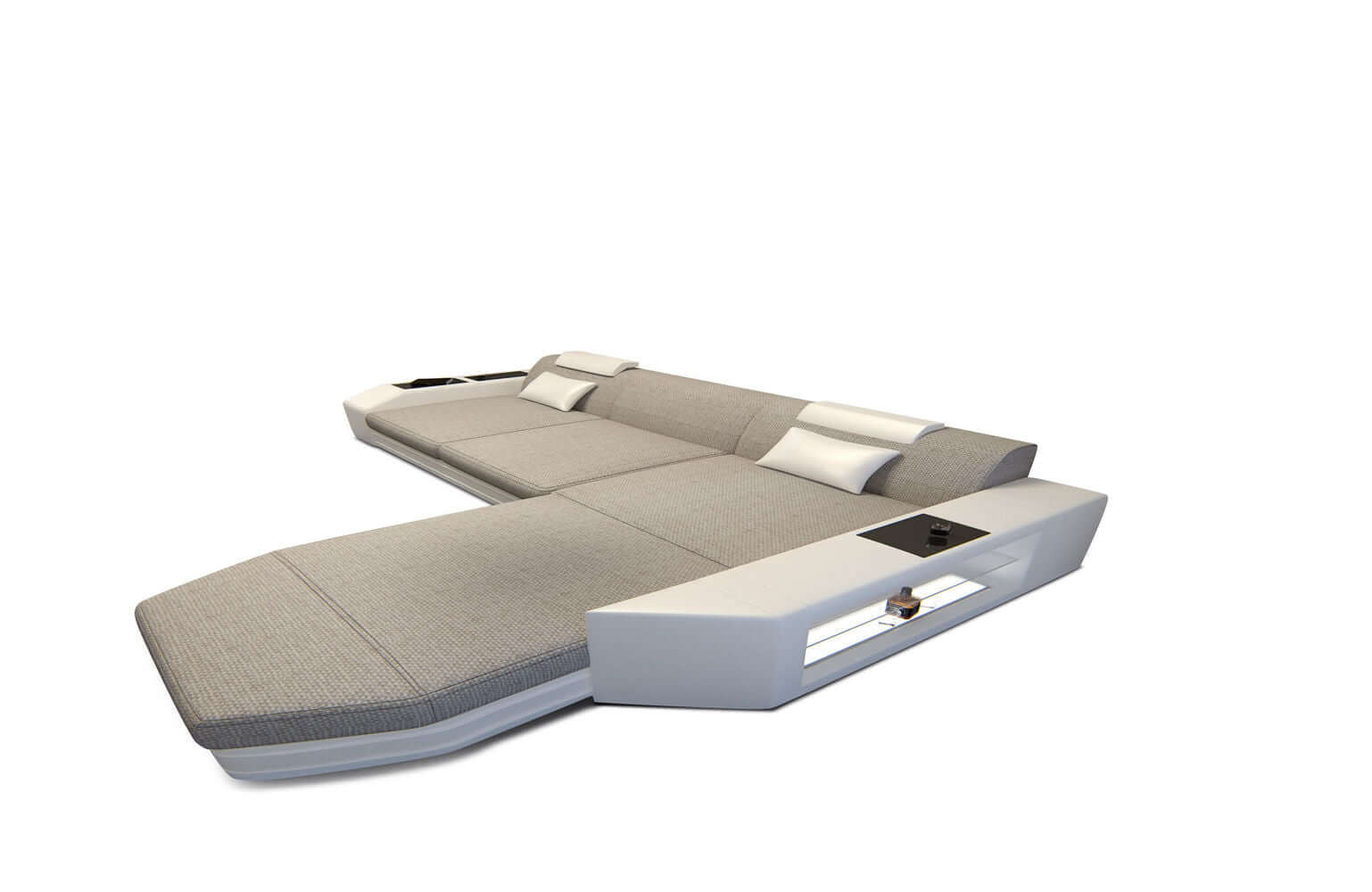 Ecksofa Prato L-Form aus Stoff macchiato-weiß