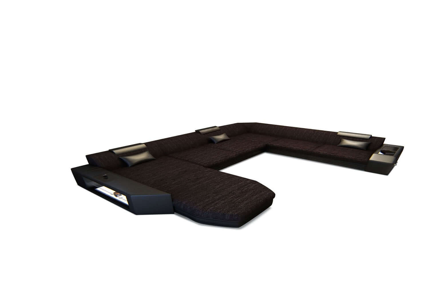 Stoff-Wohnlandschaft Materialmix Prato XXL Schwarz-Schwarz
