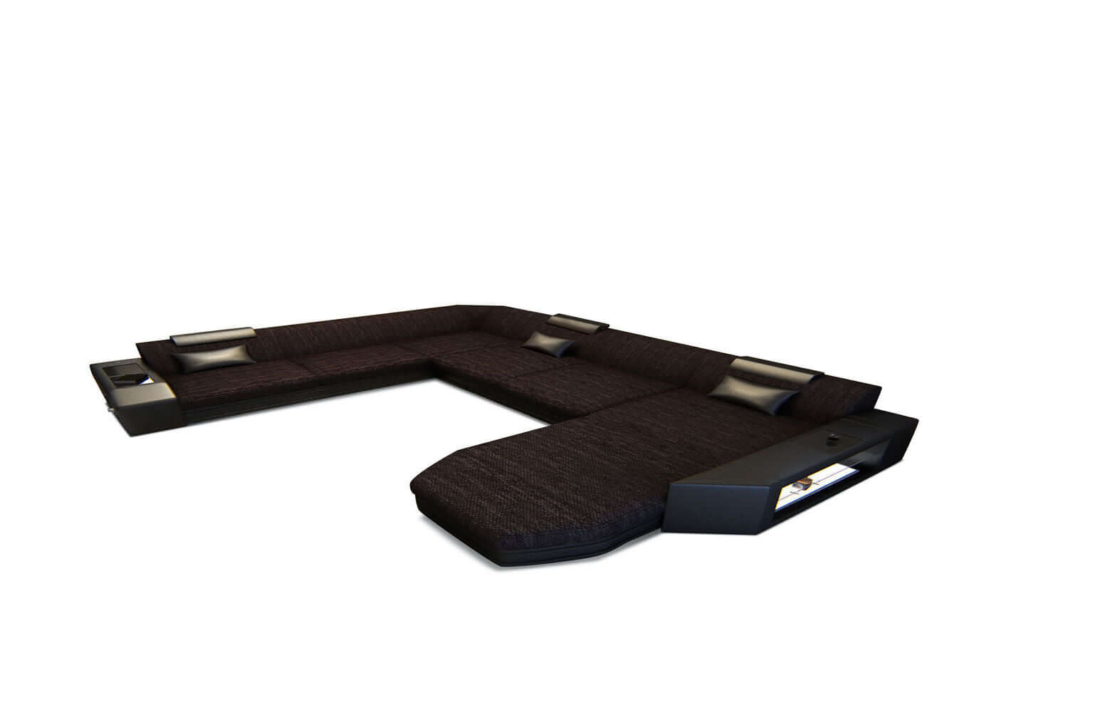 Stoff-Wohnlandschaft Materialmix Prato XXL Schwarz-Schwarz