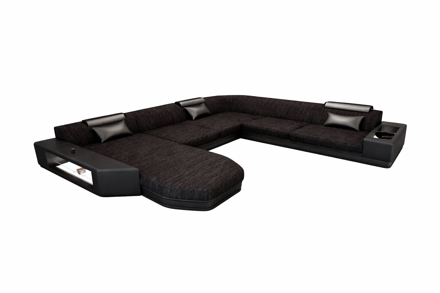 Wohnlandschaft Prato XXL in Stoff graubraun-schwarz