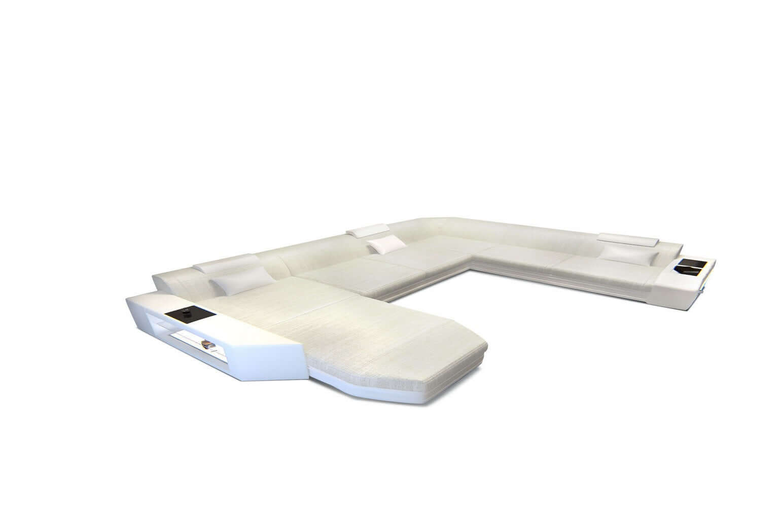 Stoff-Wohnlandschaft Materialmix Prato XXL Macchiato-Weiß