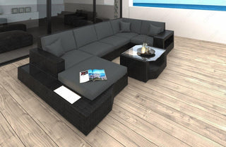 Rattan Sofa Messana U-Form – Grau in Default Title