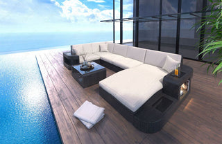 Rattan Sofa Wave U-Form – Creme in Default Title