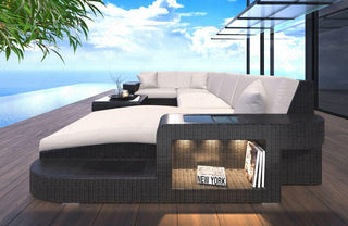 Rattan Sofa Wave U-Form – Creme - Bild 2