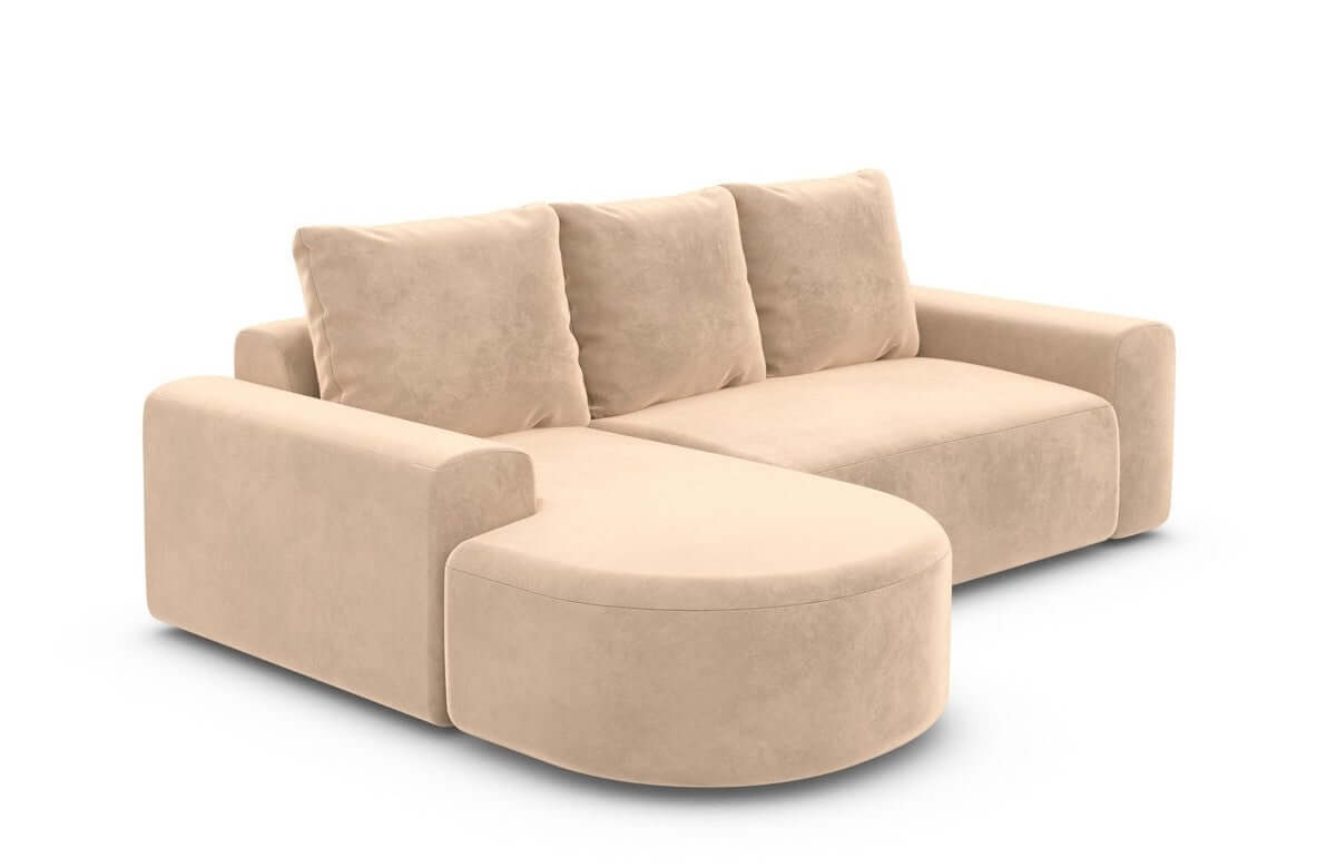 Couch Gomera L-Form in Stoff Kurz Beige