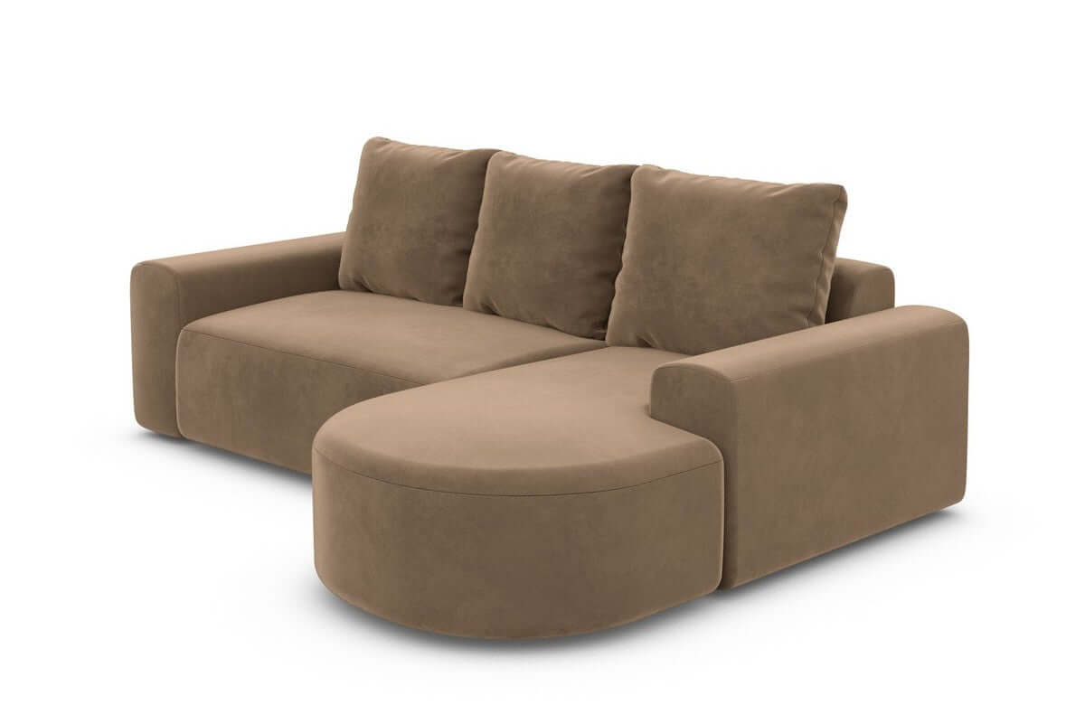 Couch Gomera L-Form in Stoff Kurz Braun
