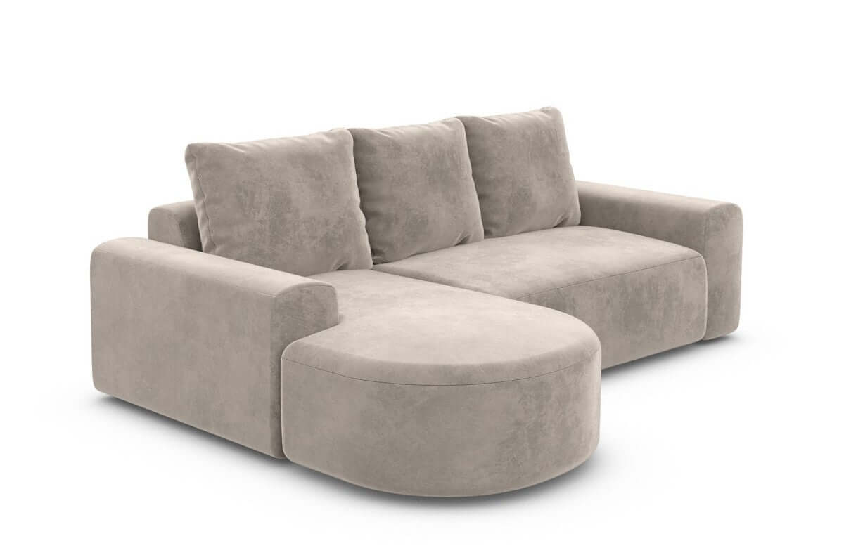 Couch Gomera L-Form in Stoff Kurz Sand