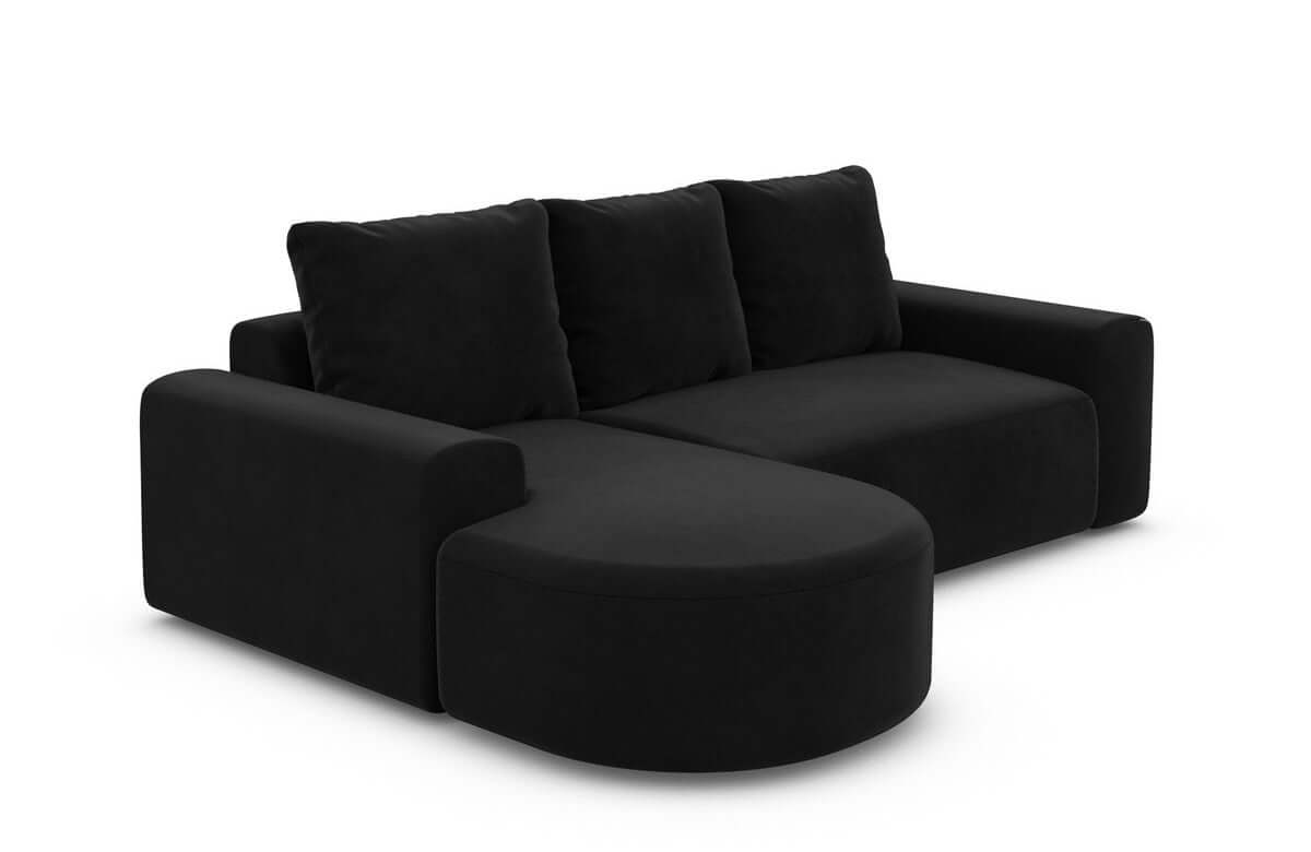 Couch Gomera L-Form in Stoff Kurz Schwarz